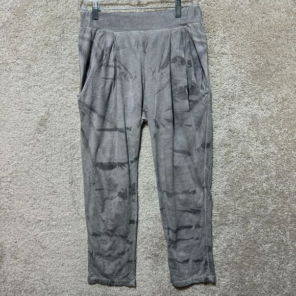 Heel Athens Lab Crop Pants Women's S Gray Tie Dye Pleated Pull On Organic Cotton - Picture 1 of 14